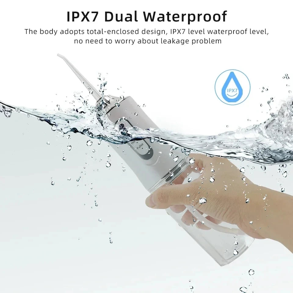 Irrigador bucal eléctrico portátil e inteligente – 3 modos, 4 boquillas, recargable y de alta presión