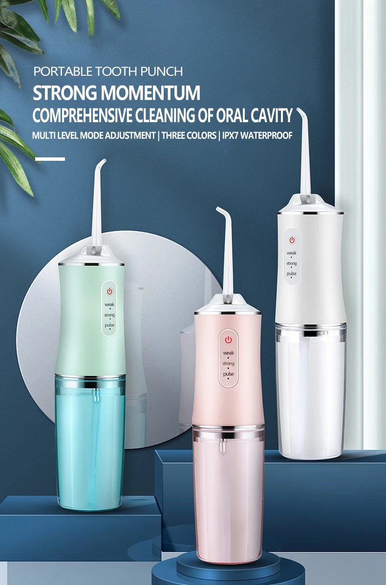Irrigador bucal eléctrico portátil e inteligente – 3 modos, 4 boquillas, recargable y de alta presión